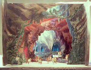 Model sceny do opery „Tannhauser” Richarda Wagnera (1813-83) (karta malowana) autorstwa German School